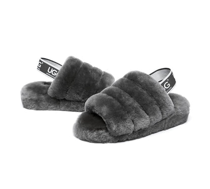 AS UGG Women Fluffy Slides Puffy