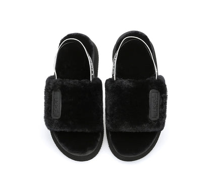 AS UGG Women High Platform Ugg Fluffy Slides Poppin