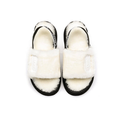AS UGG Women High Platform Ugg Fluffy Slides Poppin
