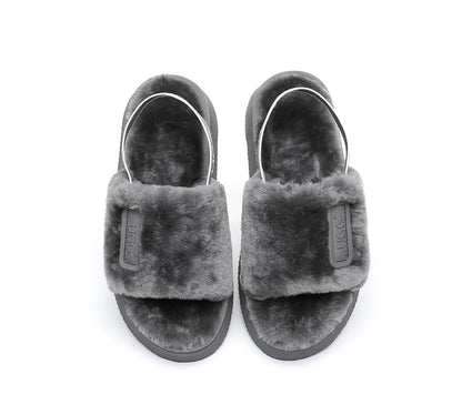 AS UGG Women High Platform Ugg Fluffy Slides Poppin